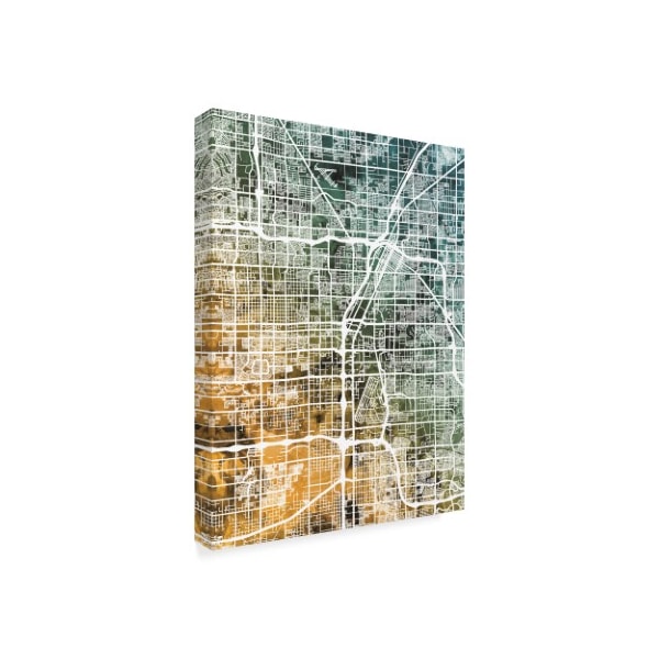 Michael Tompsett 'Las Vegas City Street Map Teal Orange' Canvas Art,14x19